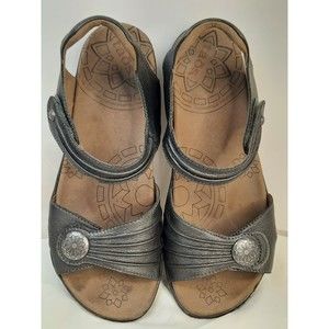 Taos Sandals Womens 10 Slingback Strappy Gray Silver Leather Open Toe Casual